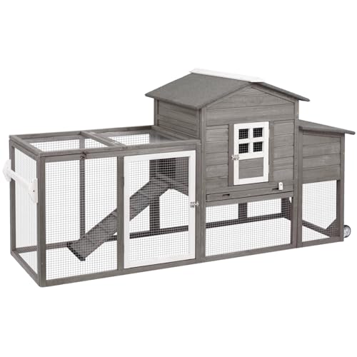 Petscosset Chicken Coop with Wheels, Grey