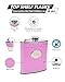 Faux Leather Hip Flask Holding 6 oz - Pocket Size, Stainless Steel, Rustproof, Screw-On Cap - Pink Finish Perfect for Engraving - Gift Box Included