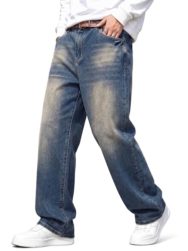 Image of JMIERR Men's Baggy Y2K Jeans Stretch Loose Fit Wide Leg Denim Pants | 5 Pockets, Oversized Casual Trousers, Vintage Relaxed wash, Breathable Cotton Blend,Hip Hop, Skater Streetwear, All-Season