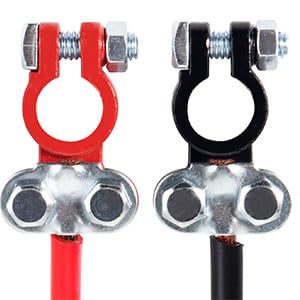Miniatura 4 de Terminal de cable de batería, 2 conectores de abrazadera de terminal de cable, kit de conectores de terminal de cables, con 2 arandelas, apto para