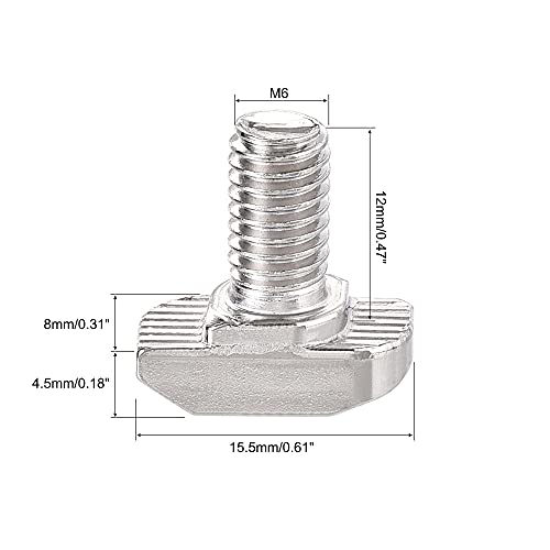 Image of uxcell M6x12mm T-Slot Drop-in Stud Sliding Bolt Screw Carbon Steel for 30 Series Aluminum Profile 5pcs