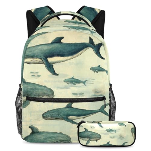 Sac à dos grande capacité baleines pour voyage scolaire et quotidien des ados