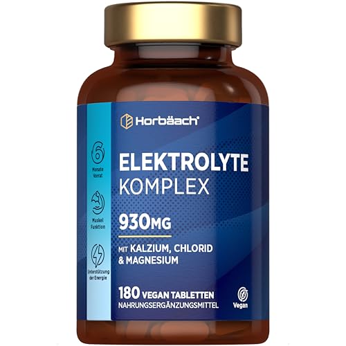 Elektrolyte Tabletten Komplex 930mg pro Tablette | Sport Complex mit Kalzium, Chlorid, Magnesium, Kalium & Natrium | Hochdosiert | 180 Vegane Stk | Horbaach