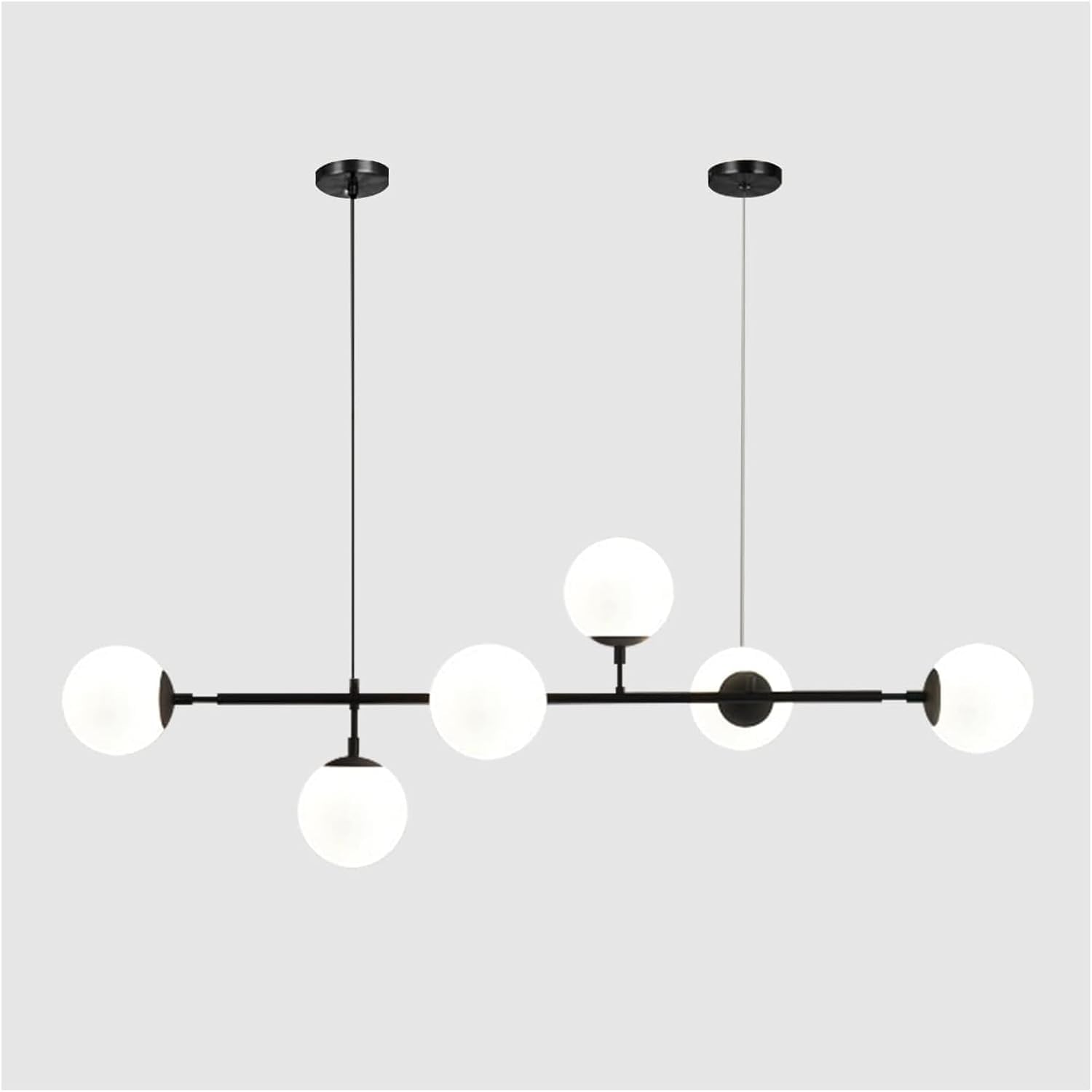 Pendant Lights, Pendant Lamp Mid Century Modern Chandelier Pendant Lights Glass Globe Ceiling Hanging Light Fixture with White Glass Shade Linear Sputnik Chandelier Compatible with Kitchen Island Liv