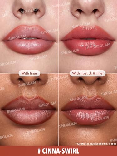 Image of SHEGLAM Glam 101 Sheer Tinted Lipstick & Liner Duo Cream Moisturizing Lipstick for Women-Cinna-Swirl