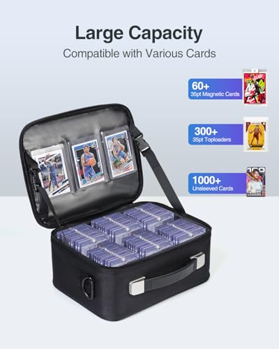 Image of Luxtude Trading Card Storage Box w /Adjustable Dividers, Large Top Loader Card Storage w /Combination Lock, Baseball Sports Cards Case for Toploaders, Trading Carrying Case for Pokemon /TCG etc. (Small)