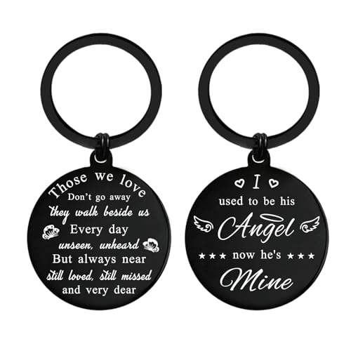 ENGZHI Memorial Keychain Sympathy Gifts for Loss of Dad Grandpa Son Husband, Those We love Don't Go Away Lost Men Love Gifts