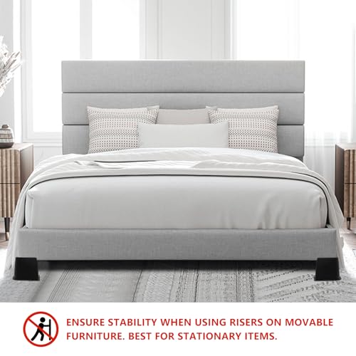 HANIHUA 4 Pack Bed Risers 3 inch Heavy Duty, Oversized Furniture Risers, Black Bed Lifts Risers for Table, Sofa, Chair, Couch, Desk, Bed Frame Risers Supports Up to 6,500 Lbs