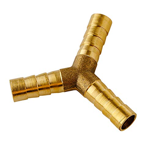Quickun 1/4" Id Hose Brab, Brass Shaped Y 3 Ways Barbed Hose Fitting Intersection Split Splicer Joint Union Adapter For Water/Fuel/Air (Pack Of 4) #TOP3