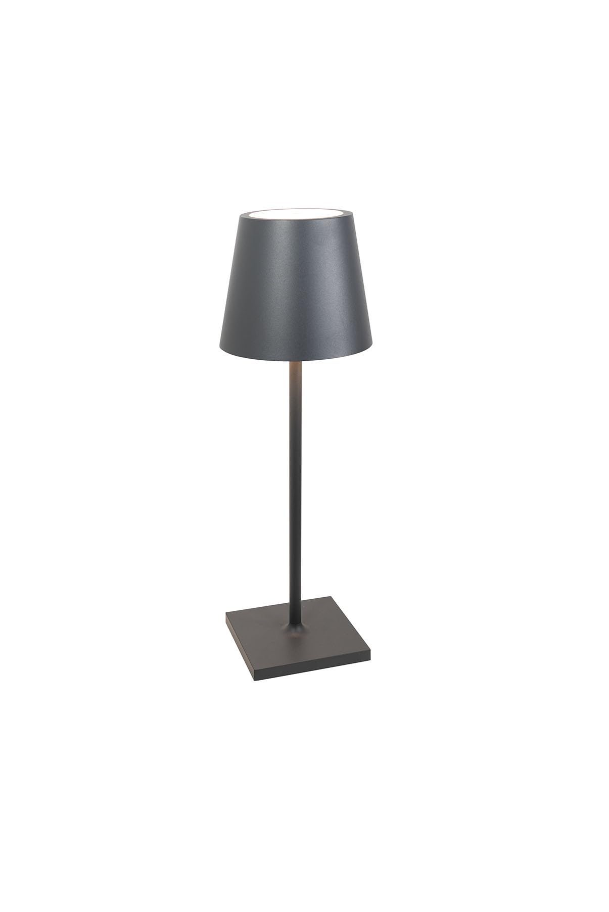 Zafferano, Lampe Poldina L Desk, Lampe de Table Portable et Rechargeable avec Contrôle Tactile, Convient pour le Salon et l'Extérieur, Dimmer 2200-3000 K, Hauteur 49,7 cm, Couleur Gris Foncé