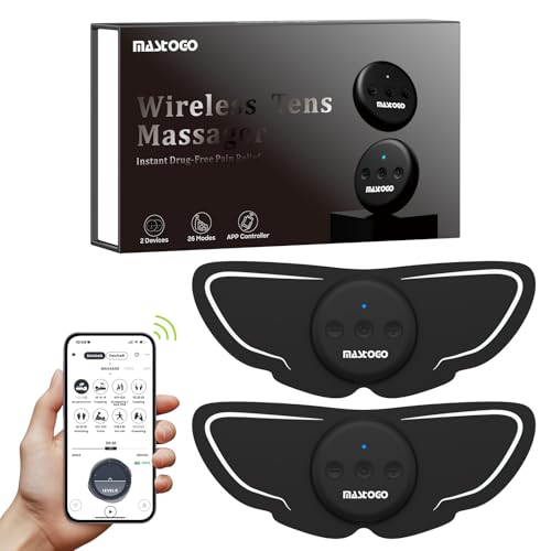 Image of MASTOGO Wireless TENS Unit, Dual Host Muscle Stimulator with APP Control Up to 26 Modes, for Pain Relief, Portable and Rechargeable TENS Unit Muscle Stimulator