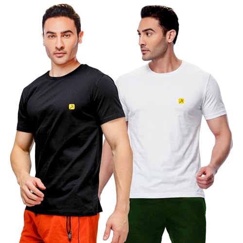 Image of AMUL COMFY Men's Cotton Plain Round Neck Half Sleeve Casual T-Shirts