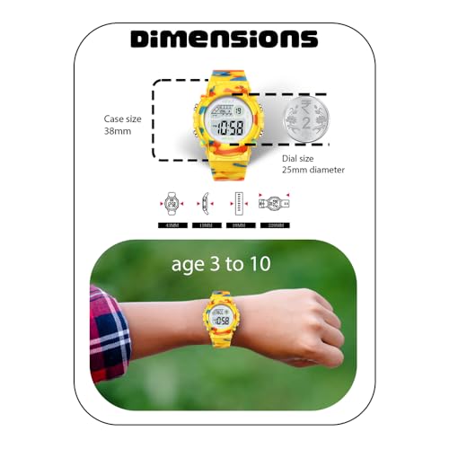 Image of SPIKY Round Digital Sports Watch for Kids | Military, Camouflage Design | Multifunctional & Luminous Display | 30M Water Resistant | Best Birthday Gift Wrist Watches for Boys & Girls | Age 2-12 Years