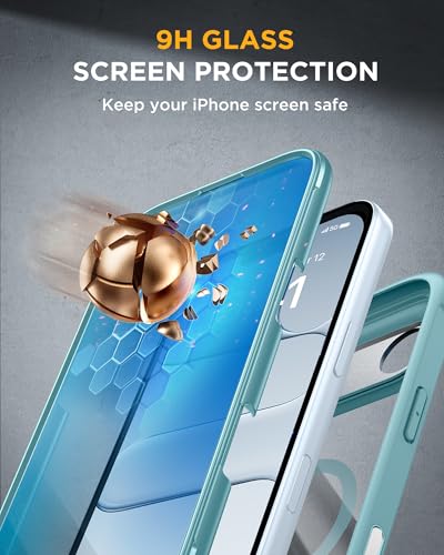 Image of Miracase Magnetic for iPhone Air Case 6.5 inch [Compatible with MagSafe] Full-Body Phone Case with Built-in Glass Screen Protector & Camera Control,Drop Proof iPhone 17 Air Case Cover, Green