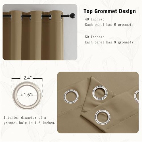 Image of Simplebrand Taupe Short Kitchen Curtains 24 Inch Length 2 Panels Set, Small Windows Room Darkening Curtain for Bathroom, Cabinet, Basement, RV Camper, Thermal Insulated Short Drapes, 40 x 24 Inch