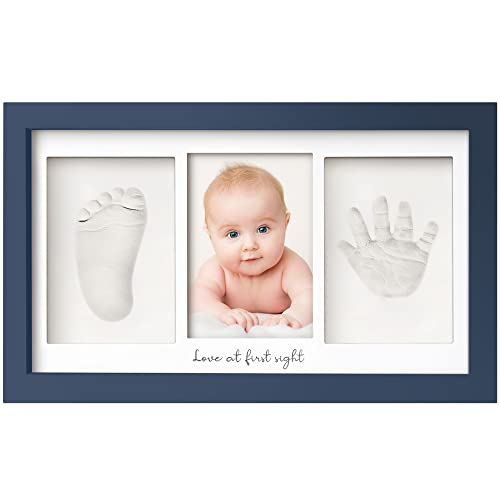 Image of KeaBabies Baby Hand and Footprint Kit - Clay Handprint Keepsake Frame, Newborn Nursery Picture Frame, Personalized New Mom Gifts for Baby First Christmas Shower (Midnight Blue)