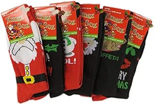 12 Pairs Men's CHRISTMAS SOCKS Assorted Novelty Santa Xmas Stocking Filler (Size 6-11 Uk, 39-45 Eur)