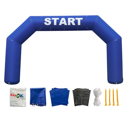 Sayok Arc gonflable en plein air arc gonflable ligne de départ gonflable course arc bannière avec souffleur d'air pour événement publicitaire (bleu)