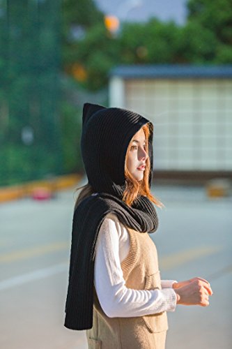 Chicone Women's Knit Hooded Scarf Headscarf Neckwarmer Hoodie Hat Scarf Set2