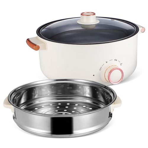 Mobestech Olla De Cocción Eléctrica Multifuncional Olla De Calefacción De Alimentos De Encimera Utensilios De Cocina Al Vapor Bote Para El Hogar Bote Tapa Interior Antiadherente De Teflón