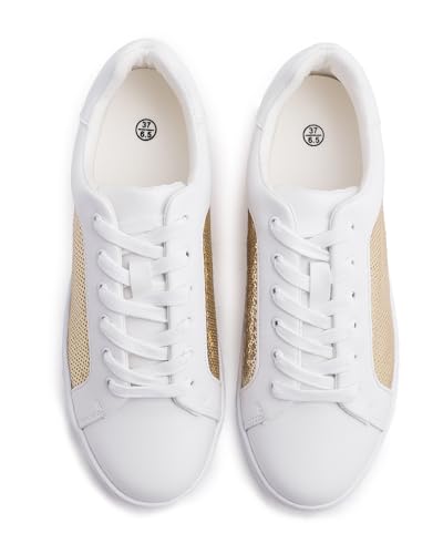 Image of FEVERSOLE Women's Fashion Sparkle Sequin Embellished Sneaker Party Holiday Casual Shoes