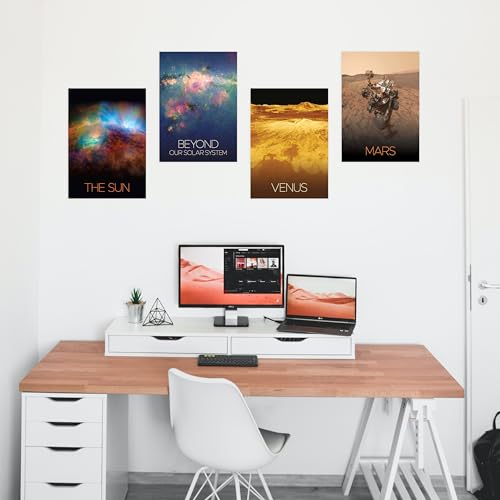 Image of CodersParadise Paper Pack Of 6 - Space Astronomy Wall Posters 8X12 Inch A4 Size Included Glue Dots Wall Decor Posters Wall Art For Bedroom, Living Room