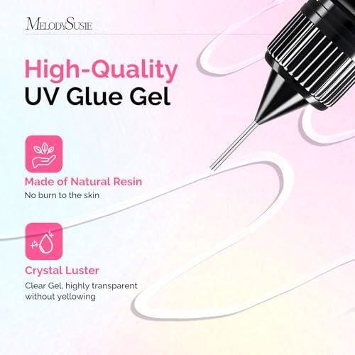 Image of MelodySusie 2Pcs Nail Rhinestone Glue, 3D Gel Nail Art Design Strong Adhesive Nail Gem Glue for Nail Charms Gems Jewelry Decoration DIY Manicured at Home Cured Need Beauty Gifts for Women