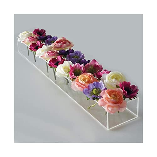Vase rectangulaire acrylique transparent blanc E pour table - 3