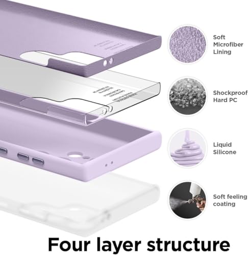 Image of MOBILOVE Back Cover Case for Samsung Galaxy S25 Ultra 5G | Pure Liquid Soft Matte Silicone Case with Logo and Comes with Camera and Screen Protection (Purple)