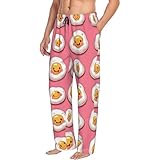 TZTTZT Pantalones de pijama para hombre con estampado de huevos fritos con bolsillos, pantalones largos para dormir, color negro