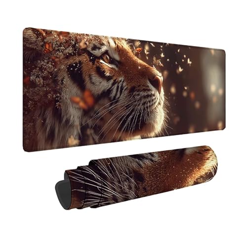 Tapis de souris tigre XXL 800x400mm imperméable pour joueur et gamer PC