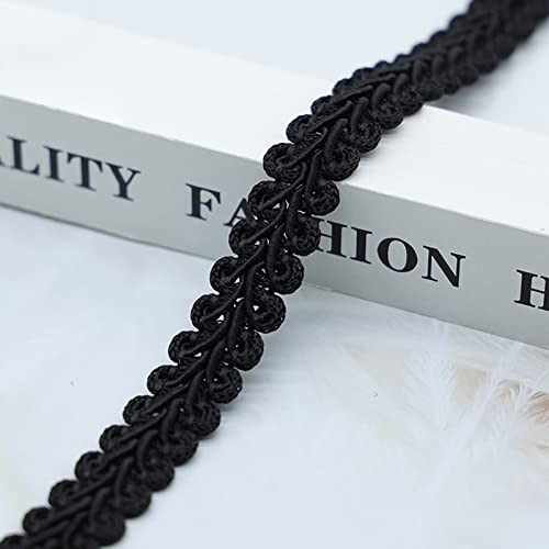 Gorgecraft 1/2 Inch 20Yds Gimp Braid Trim Black Polyester Weave Fabric Woven Trims Braided Cord Scalloped Edge Rick Rack Ribbon Upholstery Decorative Braid Trim For Sewing Diy Crafts Costume Gifts #TOP4