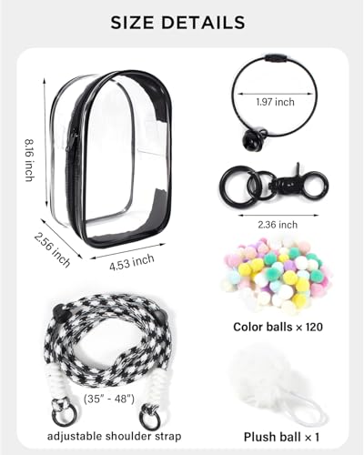 Image of Clear Figure Display Bag with Keychain for Doll, Protective Case for Plush Doll, Clear Hanging Display Cases, Crossbody Doll Storage Bag, PVC Storage Case Cover for Figures Dolls (Black, Middle)