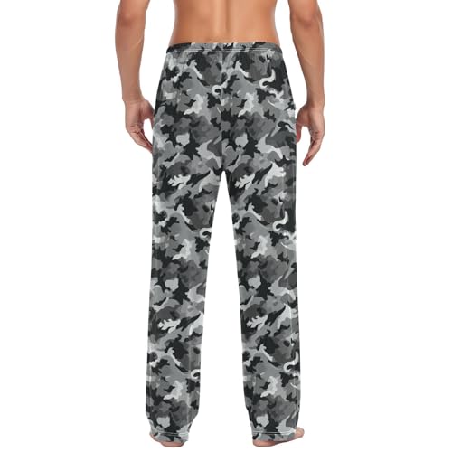 Men's Pajama Pants,Black White Camouflage Lounge Lightweight Sleep Bottoms Pants with Pockets Size S-XXL2