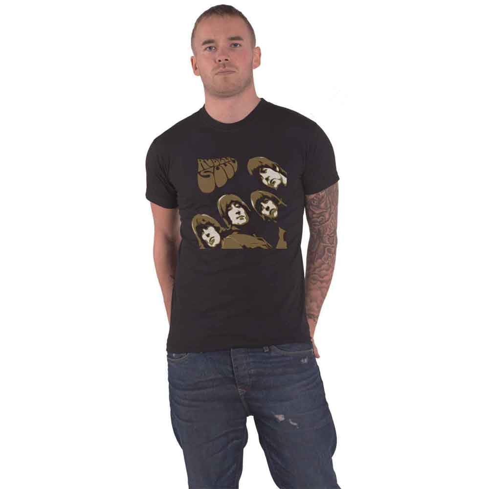 The Beatles Men's Rubber Soul Sketch Regular Fit Crew Neck Short Sleeve T - Shirt, Black (Black Black), X-Large (Manufacturer Size:X-Large)