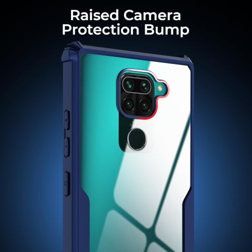 Image of A rtistque Clear Hard Transparent Acrylic Armor Back Cover Case for Redmi Note 9 4G | Shockproof TPU Edge Protection | Slim Protective Design | Redmi Note 9 Back Cover - Blue