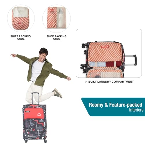 Image of uppercase Polyester Spinner JFK Plus 10100EST1RED Large Check-in Eco Soft Trolley Bag, Dust Resistant Luggage Made of Sustainable Material,8 Wheel with TSA Lock,Travel Suitcase for Unisex (Red),77 Cm