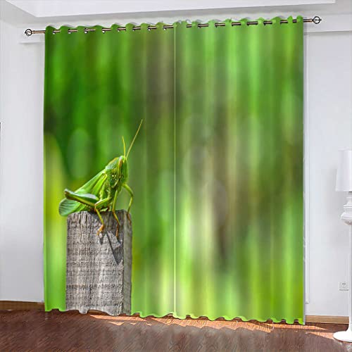 SBQZIQ Rideaux Occultants Isolants Thermiques Animaux Verts Lot de 2 Rideaux 117x230cm Salon Acoustiques Anti Froid pour Chambre à Oeillets Opaque Anti Chaleur Anti Bruit Cover