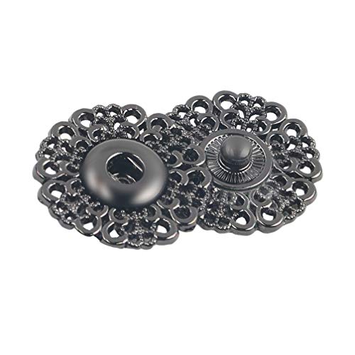 Supvox 10Pcs Metal Snap Buttons Flower Shaped Snap Fasteners Sew On Buttons Press Studs For Diy Sewing Crafting Clothing 30Mm (Black) #TOP4