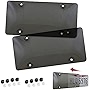 Tinted License Plate Cover Set of Standard Fit - Front & Back Bling License Plates Shield Fastening to Frames - Premium Automotive Exterior Car & Truck Accessories for Teens, Men & Women, 6'X12'