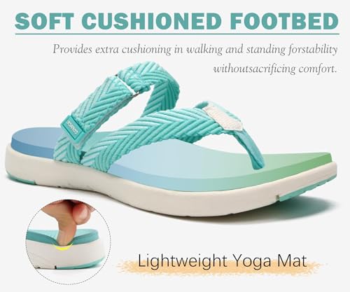 Image of COFACE Womens Trendy Orthotic Flip Flops Lightweight Yoga Mat Thick Cushion Walking Thong Sandals Adjustable Slip On Slippers With Comfortable Plantar Fasciitis Arch Support