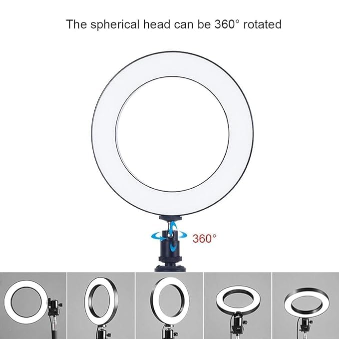 Image of Overhead Shooting Tripod Stand with 16cm USB LED Ring Light & Mobile Holder, Adjustable Overhead Stand for Phone | Ring Light Tripod for Flat Lay Photography, Cooking Videos, YouTube & Vlogging
