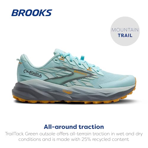 Brooks Brooks Women Cascadia 19 Clearwater/Primer Grey/Apricot 10 Wide
