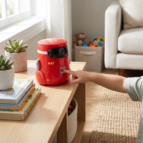 Sunicon Kinderroboterspielzeug mit sprachgesteuerter Berührungserkennung, singendem Tanz und LED-Augen (Rot)