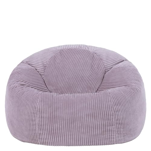 icon Kingston Cord Bean Bag, Lilac, Large Adult Bean Bag Chair with Filling Included, Comfy Chair, Living Room Furniture, Bedroom Furniture