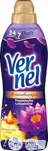 Vernel Aromathérapie - Adoucissant de rêve fleur de lotus (37 lavages) - Parfum de linge durable aux huiles essentielles pour une fraîcheur 24/7 - Bouteille recyclable