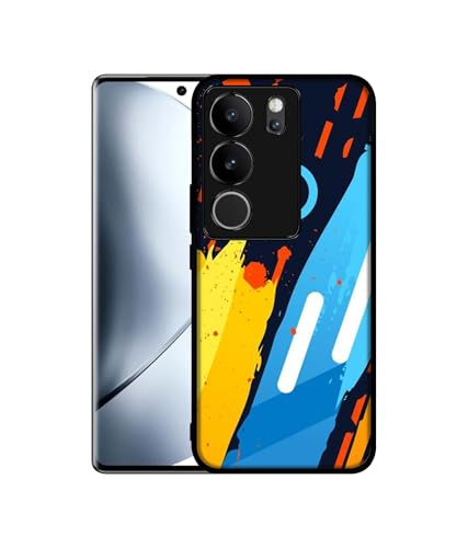 Image of Abstract Stripes Geometric Figures Design Premium 2D Printed Metal Back Case Cover for Vivo V29 5G / V29 Pro 5G
