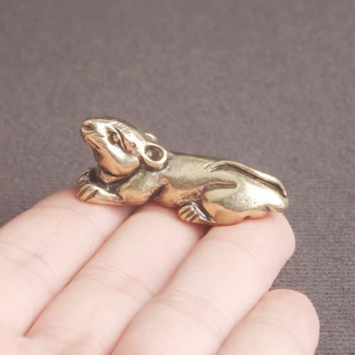 Keraxl Brass Animal Mouse Figurines,Copper Zodiac Rat Miniature Statue Sculpture Crafts Collection Desktop Ornament Home Sand Table Decor Accessories Study Paperweight #TOP1