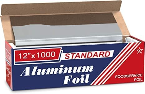 12" X 1000' Aluminum Foil Roll wtih Black Nitirle Gloves Combo Pack (1 Roll)