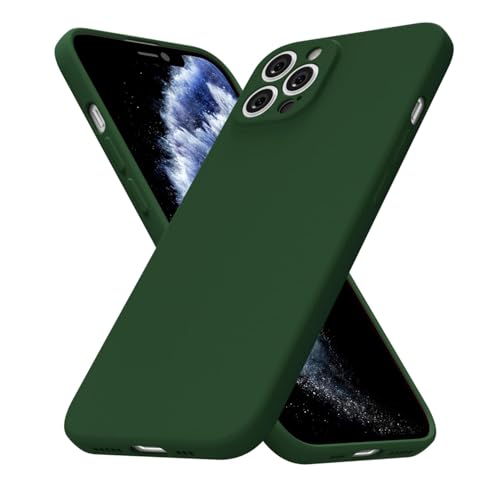 uvcoat for iPhone 11 Pro Case Silicone Phone Case, Slim Thin Soft Rubber Gel Cases for Women Girls, Cute Matte TPU Phone Cover with Full Camera Protection, Minimalist Plain Design, Dark Green